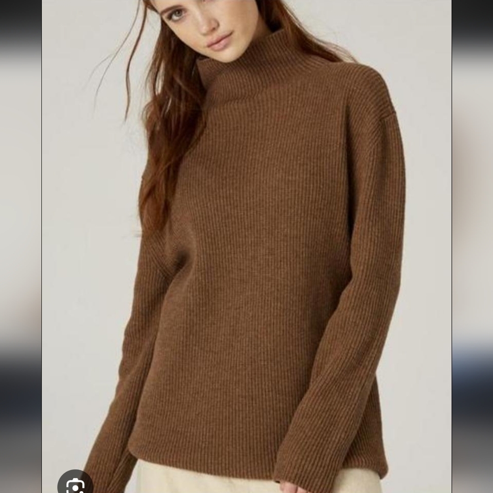 Filosofia Kristen Mock Neck Brown Sweatr